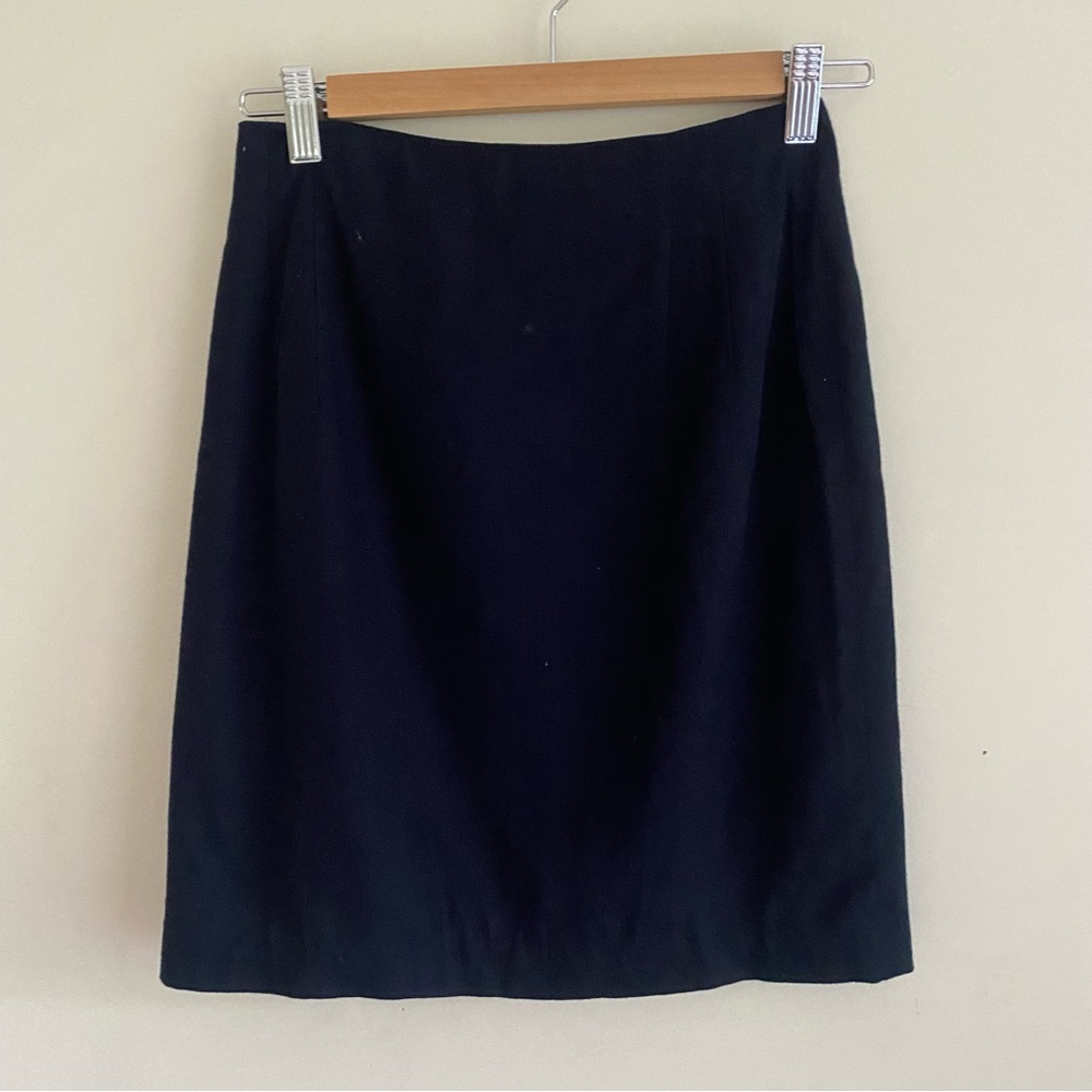 Vintage Jones New York Navy Linen Blend Mini Skirt